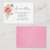 Peonies Accommodatie Waterverf van het voorjaar Informatiekaartje (Voorkant / Achterkant)