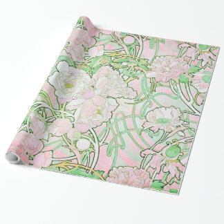 Peonies Art Nouveau Fine Art Cadeaupapier