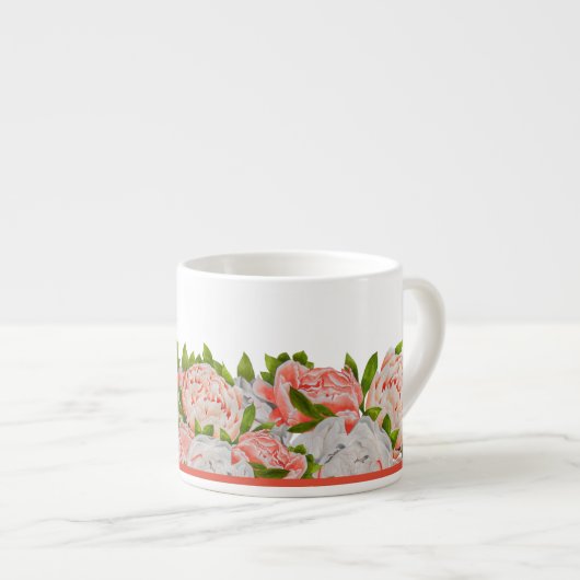 Peonies assortées sur une Mug d'Espresso (Devant droit)