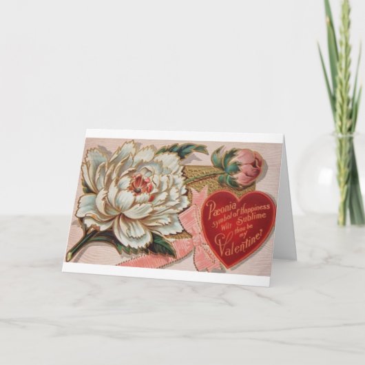 Peonies blanches victoriennes Carte Saint Valentin (Devant)