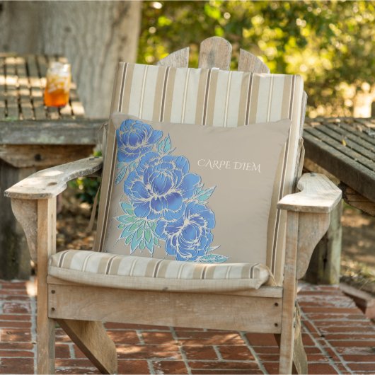 PÉONIES BLEUES & DAMASK ~ Coussin (Chaise)
