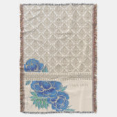 PÉONIES BLEUES & DAMASK - Lancer la couverture (devant Vertical)