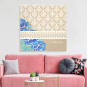 PÉONIES BLEUES & DAMASK - Toile enveloppée (Insitu(Salon))