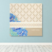PÉONIES BLEUES & DAMASK - Toile enveloppée (Insitu (Plancher de Bois))