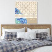 PÉONIES BLEUES & DAMASK - Toile enveloppée (Insitu(Chambre))