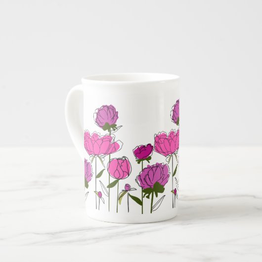 Peonies Bone China Mok (Voorkant links)