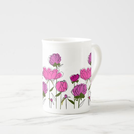 Peonies Bone China Mok (Voorkant rechts)