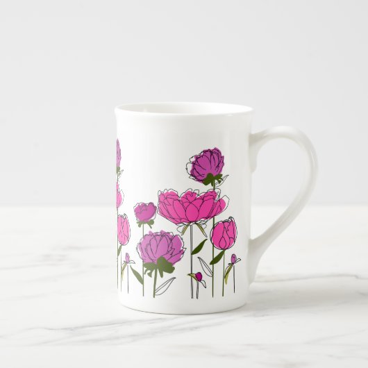 Peonies Bone China Mok (Rechts)