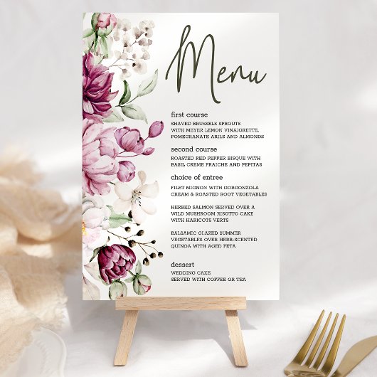 Peonies Bourgogne rose Floral Romantique Menu Mari