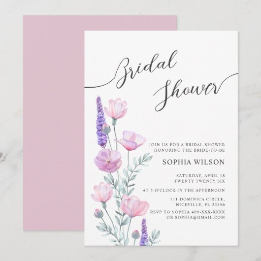 Peonies Bridal Shower Invitation (Devant / Derrière)
