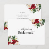 Peonies Burgundy zal je mijn Bridesmaid-kaart zijn Bedankkaart (Voorkant / Achterkant)