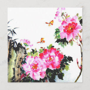 Peonies & Butterflies/All-Occasion Custom Invitae Kaart