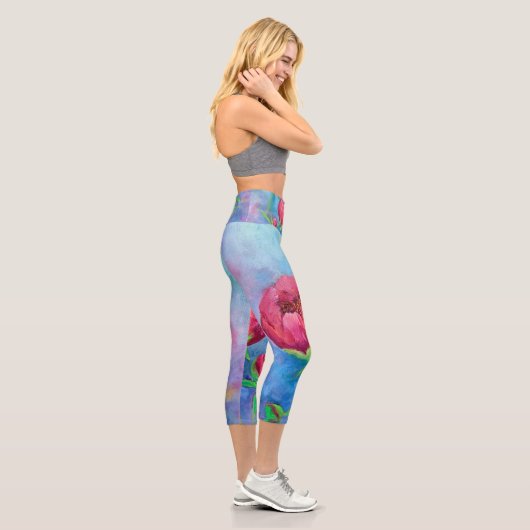Peonies d'Alaska Capri Leggings (Droite)