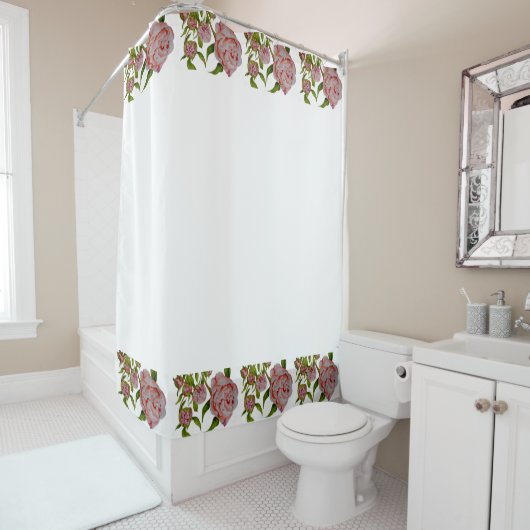 Peonies de boudin sur un rideau de douche (En situation)