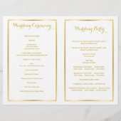 Peonies de feuille d'or blanc mariage plié program (Dos)