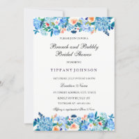 Peonies de Pêche Bleue Brunch & Bubbly Invitation