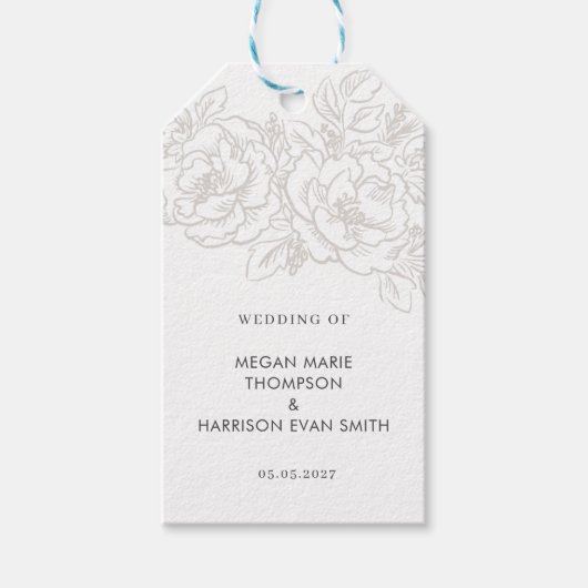 Peonies elegant flower hoek cadeaulabel (Voorkant)