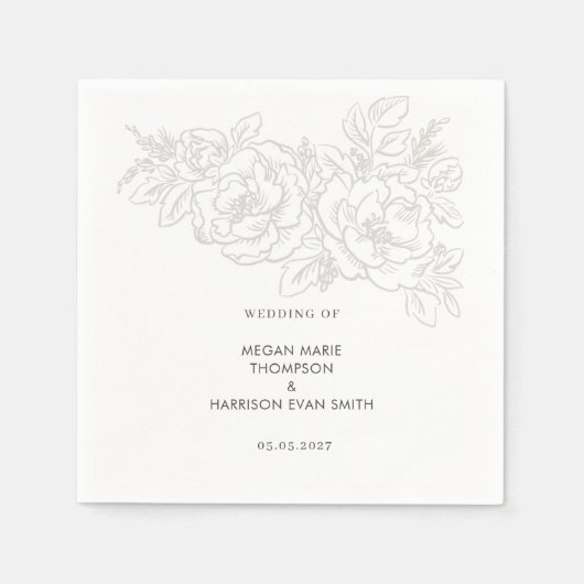 Peonies elegant flower hoek Napkins Servet (Voorkant)