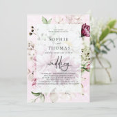 Peonies elegante bruiloft kaart (Staand voorkant)