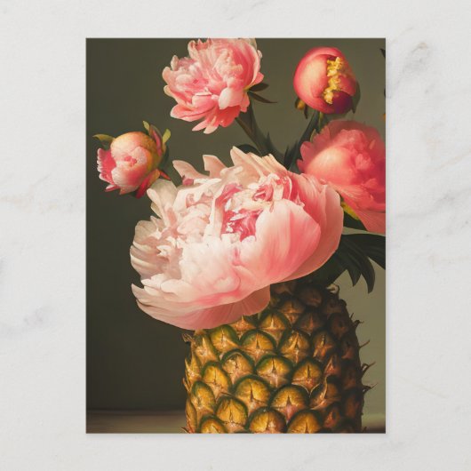 Peonies en ananas briefkaart (Voorkant)