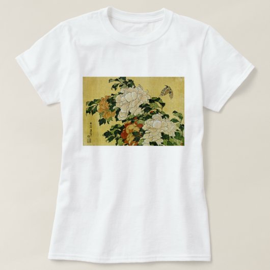 Peonies en Butterfly T-shirt (Design voorkant)