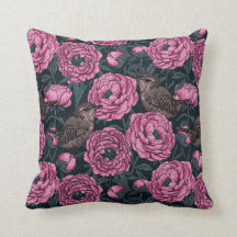 Peonies en draden op donkergrijs