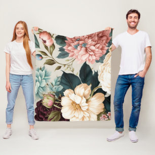 Peonies en Gardenia Seamless Floral Pattern Fleece Deken