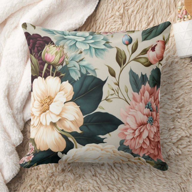 Peonies en Gardenia Seamless Floral Pattern Kussen (Deken)
