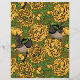 Peonies en lens, geel en groen