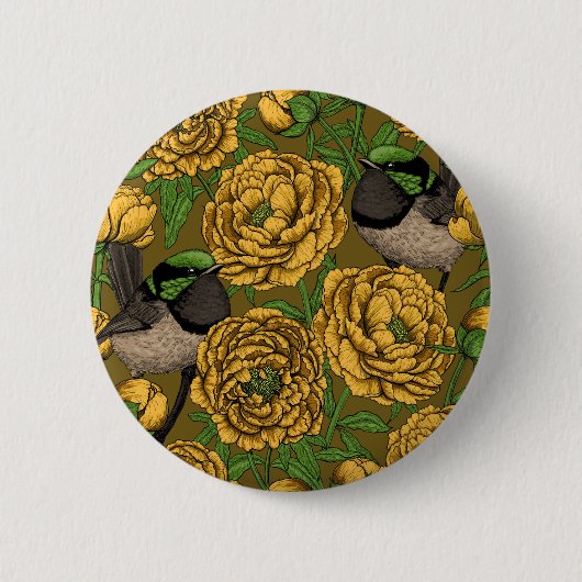 Peonies en Peonies Ronde Button 5,7 Cm (Voorkant)