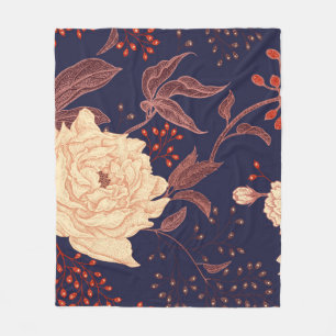 Peonies en rozen. Vloeibaar patroon Fleece Deken