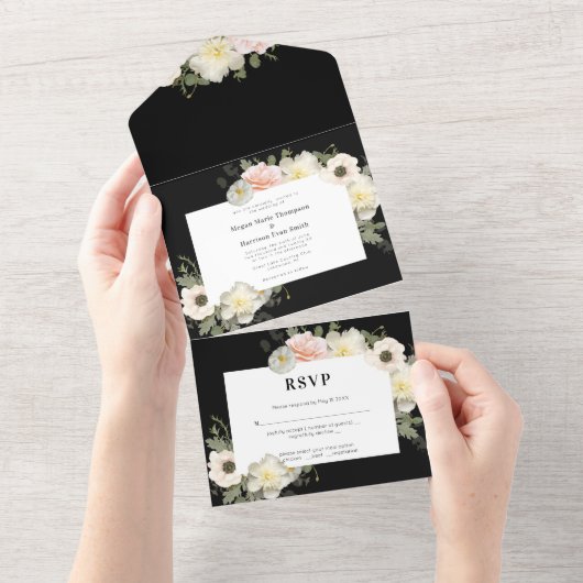 Peonies et Anémones Faire-part de mariage en fleur (Déchirure)