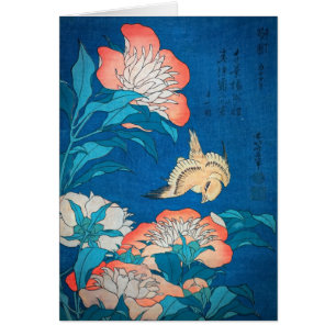 Peonies et art canarien japonais par Hokusai
