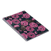 Peonies et brunes sur carnet gris foncé (Côté Droit)