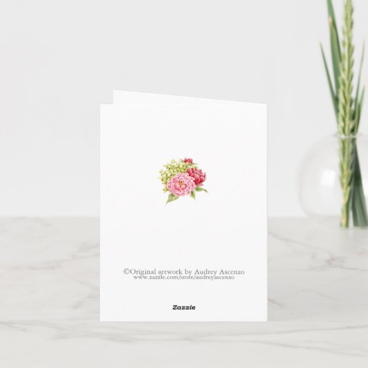 Peonies et Hydrangea Merci Blank Folank Carte (Dos)