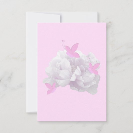 Peonies et papillons Invitation Anniversaire (Dos)