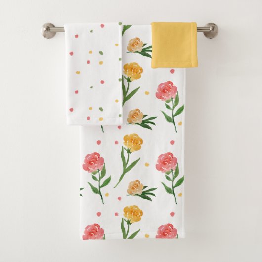 Peonies et points Ensemble de serviettes de bain (En situation)