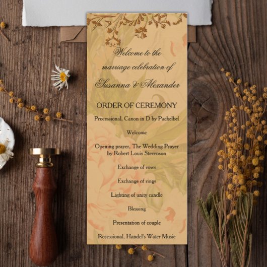 Peonies et programme de mariage d'or de la récolte