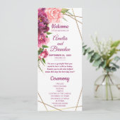 Peonies Faux Gold Foil Rustic Wedding Programme (Staand voorkant)