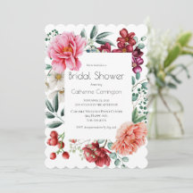 Peonies Floral Douche nuptiale invitations