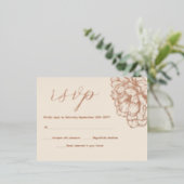 Peonies Floral Elegant VRAI Rose Or Cartes RSVP (Debout devant)