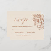 Peonies Floral Elegant VRAI Rose Or Cartes RSVP (Recto/Verso)