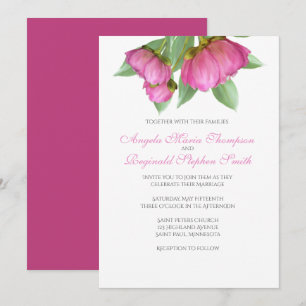 Peonies Floral Wedding Invitation Kaart