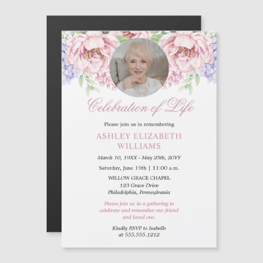 Peonies | Florale trilling van de hydrangeas Magnetische Uitnodiging (Voorkant / Achterkant)