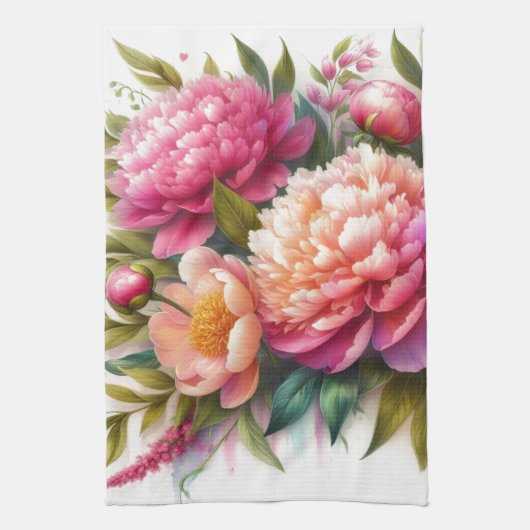 Peonies Florales Roses Jolies serviettes de cuisin (Vertical)