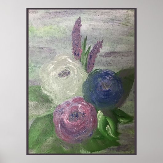 Peonies & Hollyhocks Print, Poster (Devant)