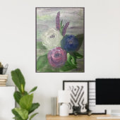 Peonies & Hollyhocks Print, Poster (Bureau à domicile)