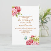 Peonies Hydrangea Élégante invitation de mariage (Debout devant)