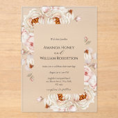 Peonies in Bloom Acrylic Wedding Invitation (Recto)