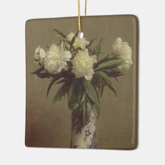 Peonies in een blauwe en witte fase keramisch ornament (Links)